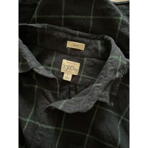JCrew Shirt Mens Large Navy Green Brushed Twill Plaid Slim Fit Button Down Prep